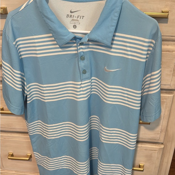 Nike Men's Light Blue and White Polo Shirt - Picture 1 of 1